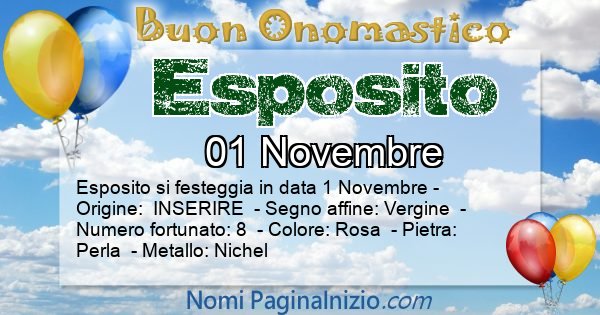 Esposito - Onomastico del nome Esposito