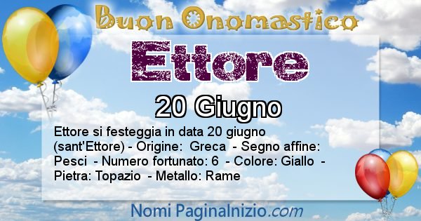 Ettore - Onomastico del nome Ettore