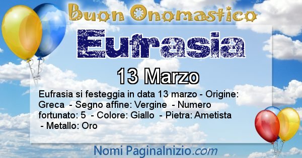 Eufrasia - Onomastico del nome Eufrasia