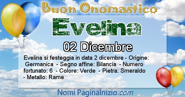 Evelina - Onomastico del nome Evelina