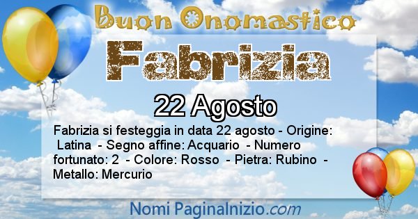 Fabrizia - Onomastico del nome Fabrizia