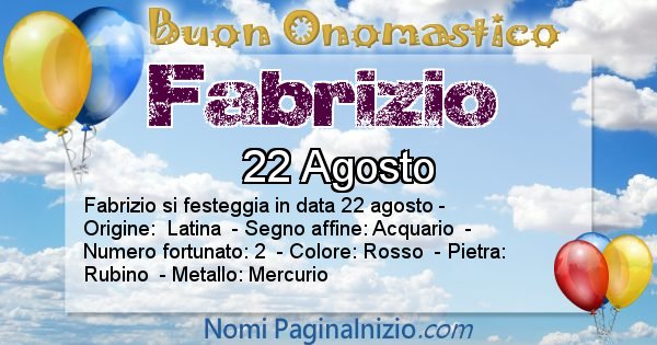 Fabrizio - Onomastico del nome Fabrizio