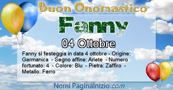 Fanny - Onomastico del nome Fanny