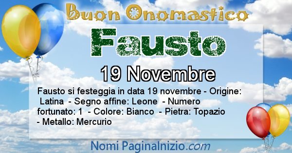 Fausto - Onomastico del nome Fausto