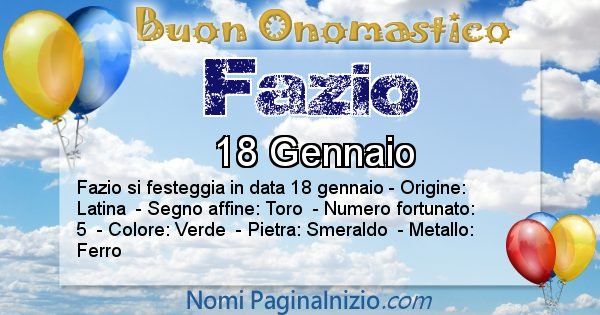 Fazio - Onomastico del nome Fazio