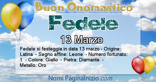 Fedele - Onomastico del nome Fedele