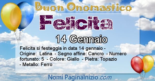 Felicita - Onomastico del nome Felicita