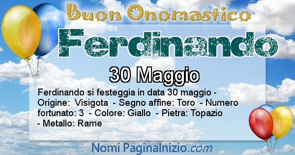 Ferdinando - Onomastico del nome Ferdinando