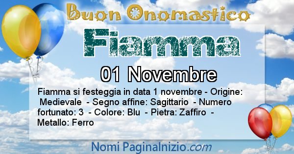 Fiamma - Onomastico del nome Fiamma