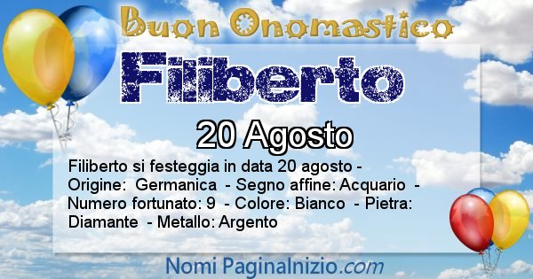 Filiberto - Onomastico del nome Filiberto