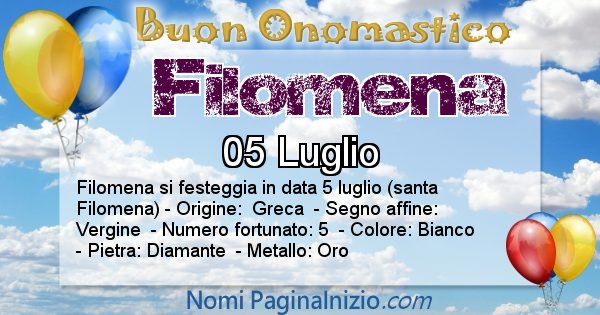 Filomena - Onomastico del nome Filomena