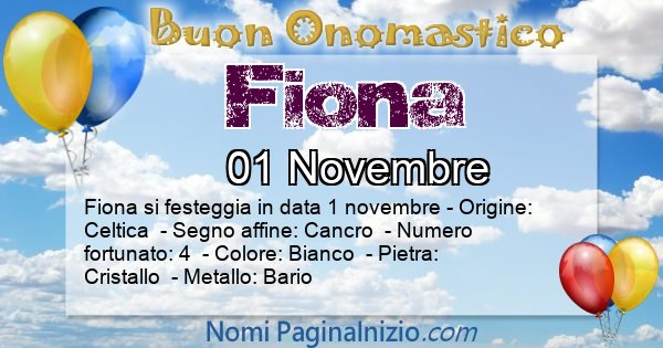 Fiona - Onomastico del nome Fiona