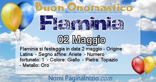 Flaminia - Onomastico del nome Flaminia