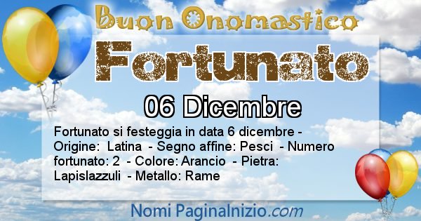 Fortunato - Onomastico del nome Fortunato