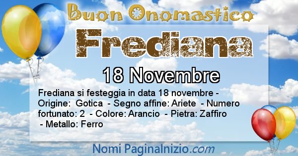 Frediana - Onomastico del nome Frediana