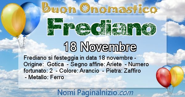 Frediano - Onomastico del nome Frediano