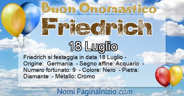 Friedrich - Onomastico del nome Friedrich