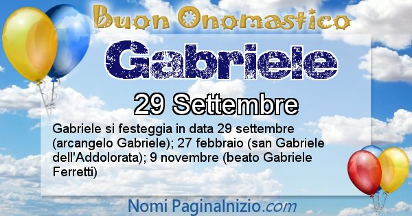 Gabriele - Onomastico del nome Gabriele