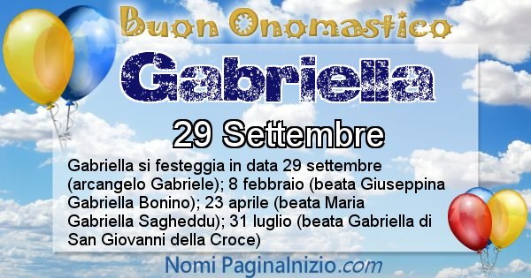 Gabriella - Onomastico del nome Gabriella