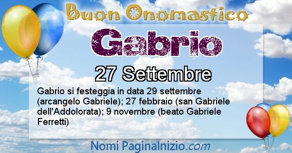 Gabrio - Onomastico del nome Gabrio