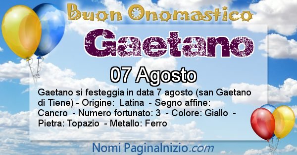 Gaetano - Onomastico del nome Gaetano