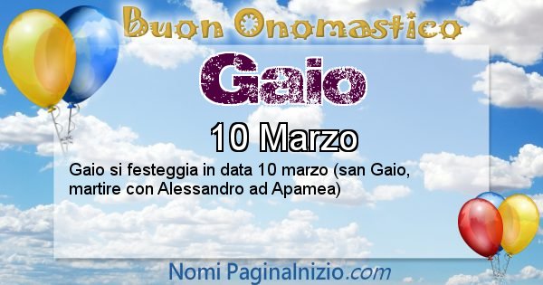 Gaio - Onomastico del nome Gaio