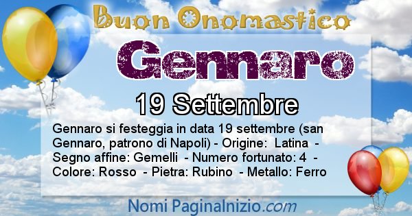 Gennaro - Onomastico del nome Gennaro