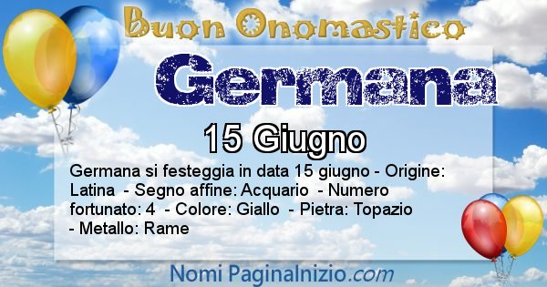 Germana - Onomastico del nome Germana