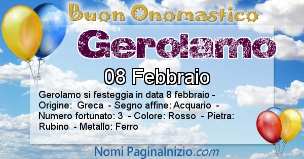 Gerolamo - Onomastico del nome Gerolamo