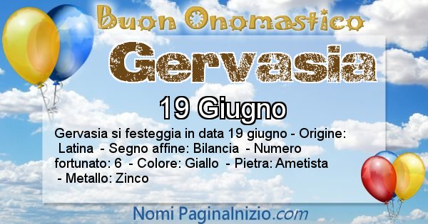 Gervasia - Onomastico del nome Gervasia