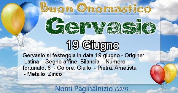 Gervasio - Onomastico del nome Gervasio