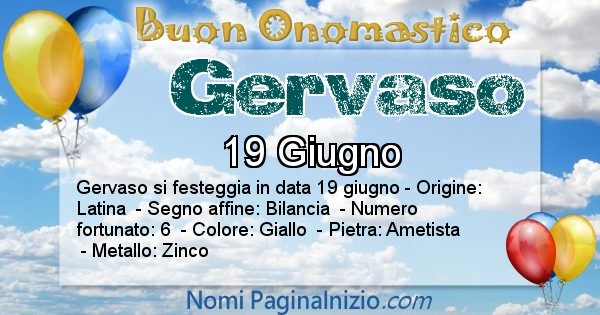 Gervaso - Onomastico del nome Gervaso