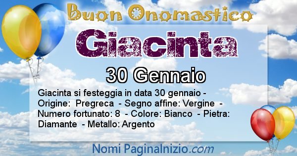 Giacinta - Onomastico del nome Giacinta