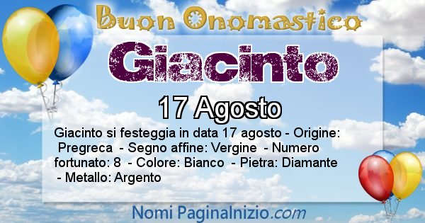 Giacinto - Onomastico del nome Giacinto