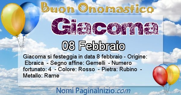 Giacoma - Onomastico del nome Giacoma