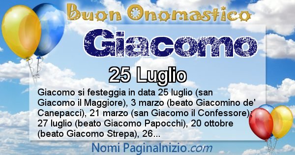 Giacomo - Onomastico del nome Giacomo