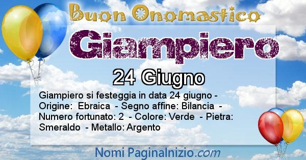 Giampiero - Onomastico del nome Giampiero