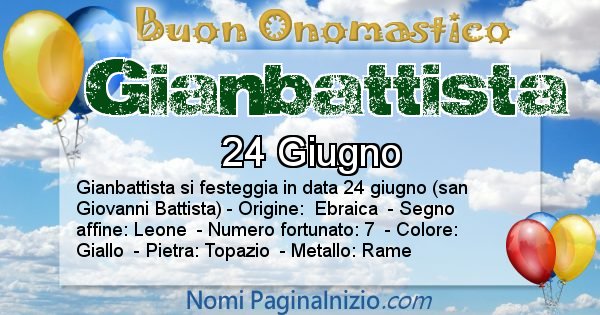 Gianbattista - Onomastico del nome Gianbattista