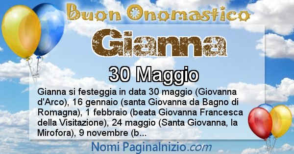 Gianna - Onomastico del nome Gianna