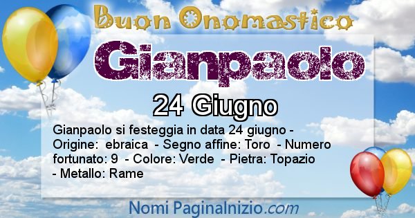 Gianpaolo - Onomastico del nome Gianpaolo