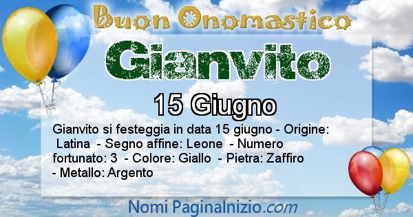 Gianvito - Onomastico del nome Gianvito