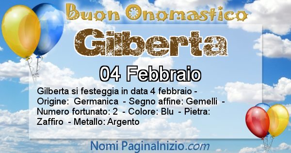 Gilberta - Onomastico del nome Gilberta