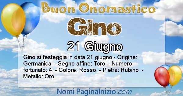 Gino - Onomastico del nome Gino