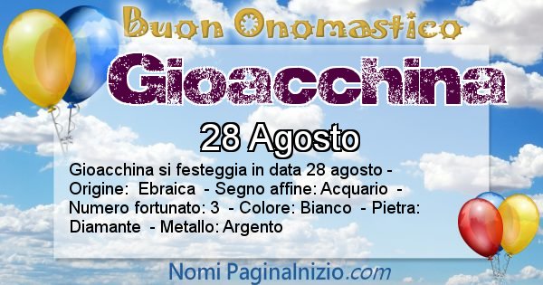 Gioacchina - Onomastico del nome Gioacchina