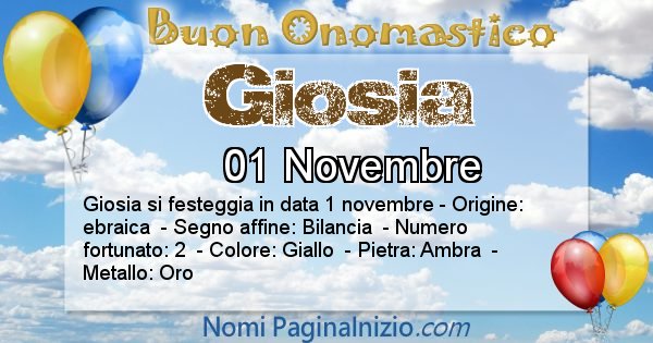 Giosia - Onomastico del nome Giosia