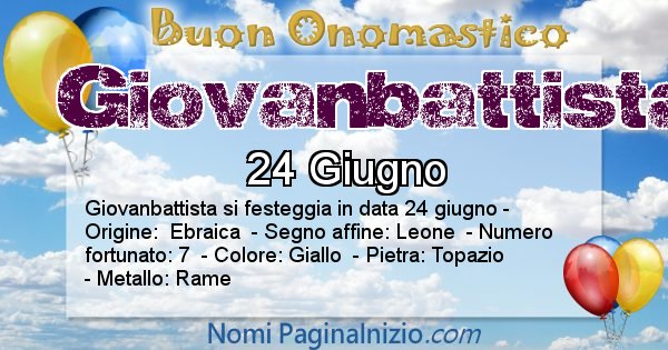 Giovanbattista - Onomastico del nome Giovanbattista