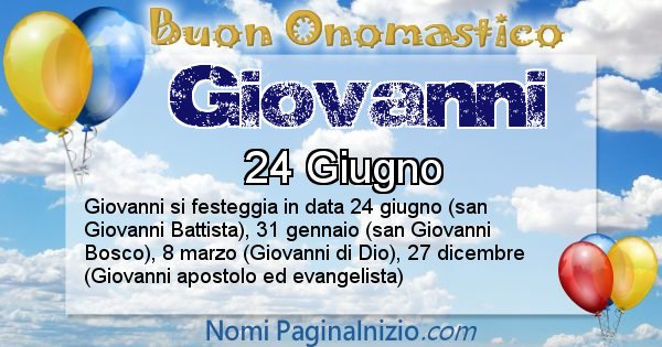 Giovanni - Onomastico del nome Giovanni