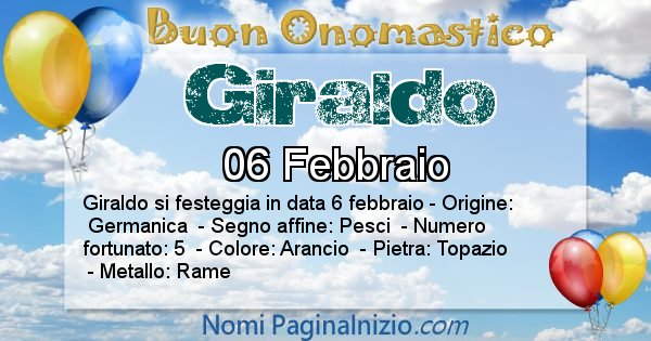 Giraldo - Onomastico del nome Giraldo