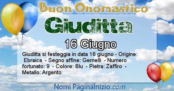 Giuditta - Onomastico del nome Giuditta