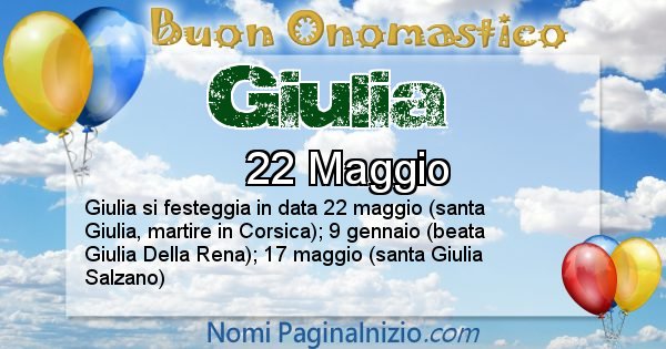 Giulia - Onomastico del nome Giulia